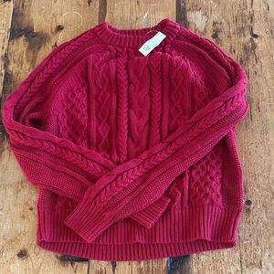GAP Rich Red Cable Knit Sweater